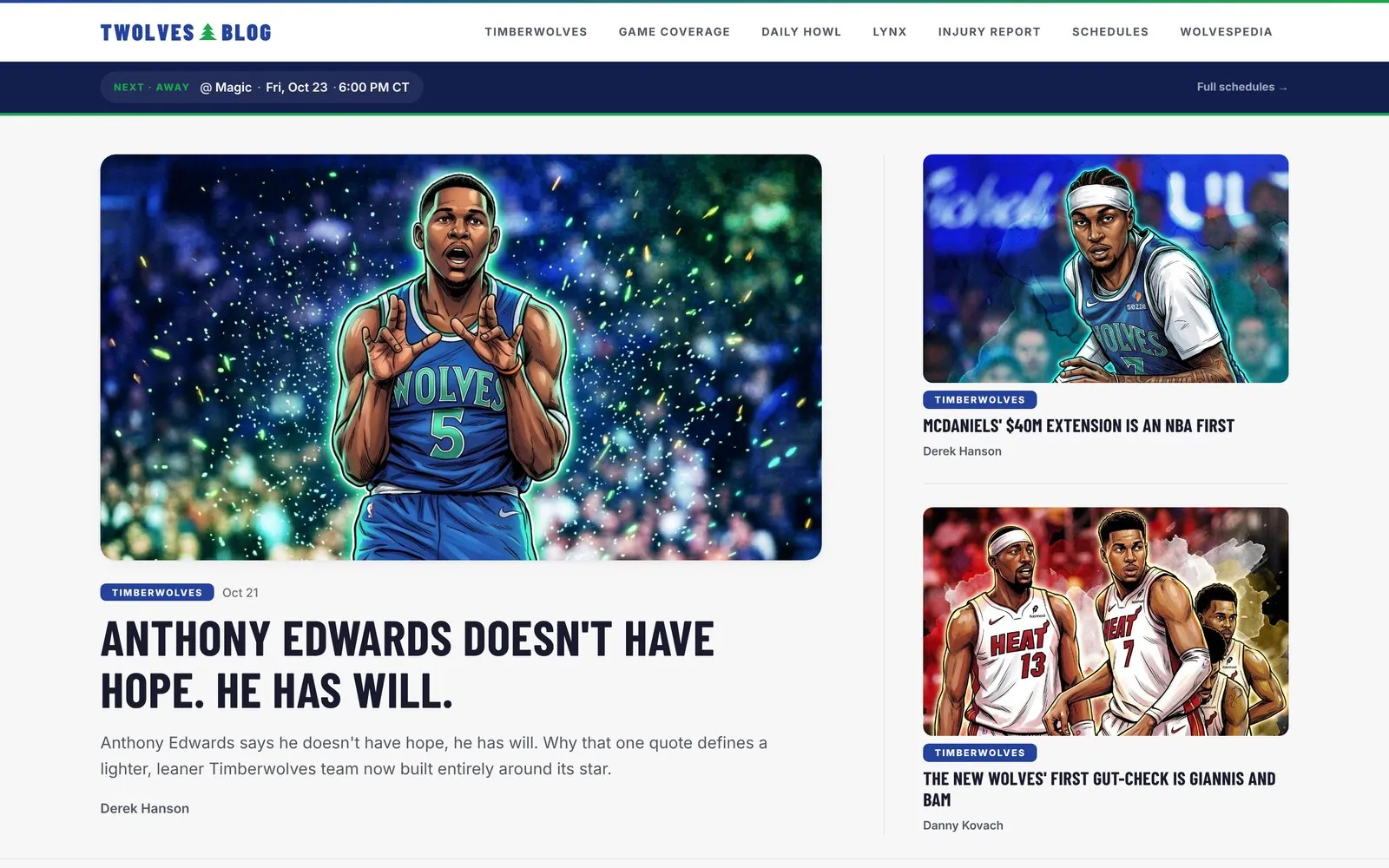 TWolves Blog homepage